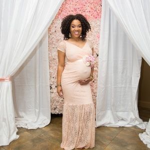 Beautiful Lace V-Neck Maternity Dress!